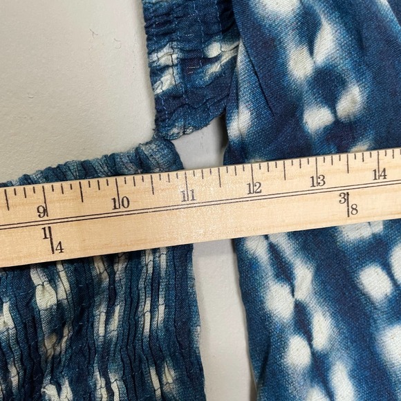 Tori Praver Off Shoulder Tie Dye Lace Up Long Sleeve Crop Top Tube Top Blue S - Picture 6 of 6